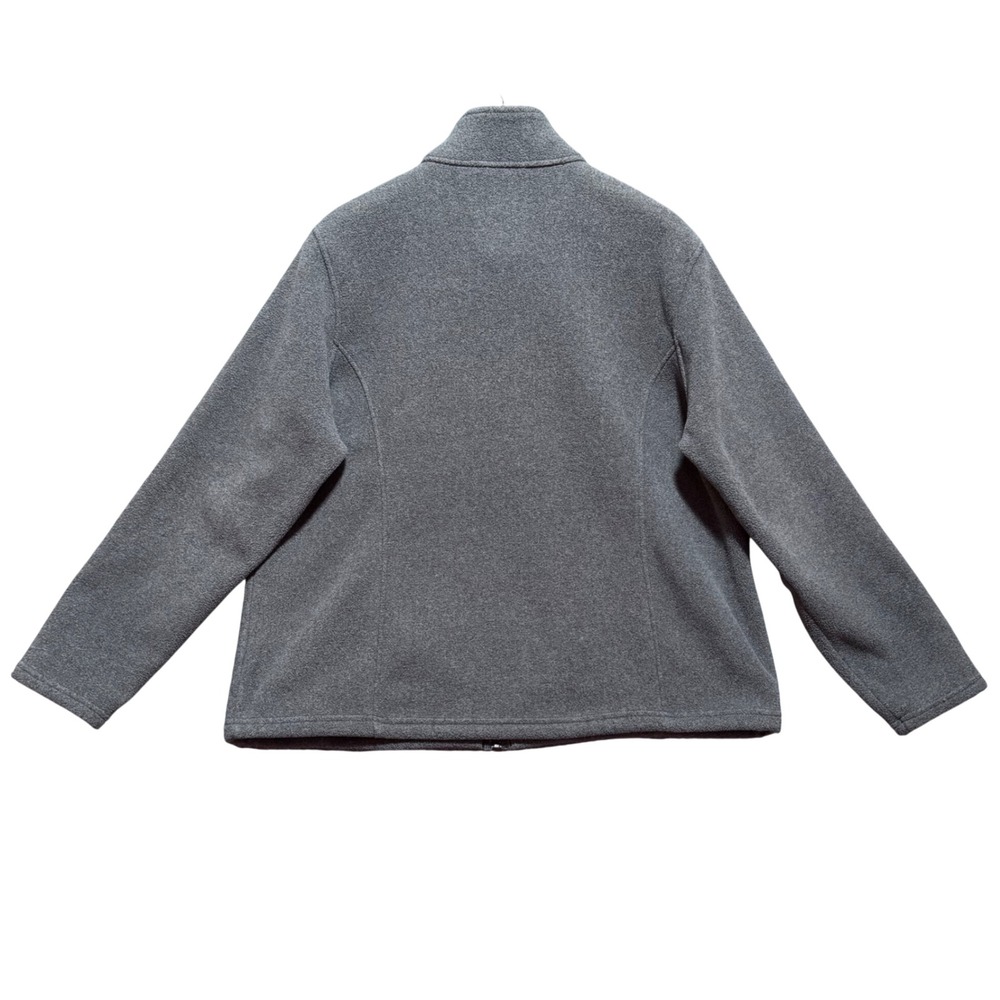 LL Bean Polartec Jacket 2X Women's Gray Fleece Full Zip Jacket Mock Neck - Picture 3 of 9